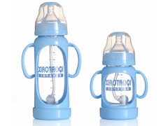 低价风暴 小淘气 宽口径自动防胀气防烫晶钻玻璃奶瓶 140ml/240ml图1