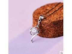 新款925银项链女欧美锁骨链生日礼物时尚吊坠银饰品短Uec6e6WE图2