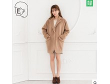 Ehyphen 冬季新品女装 西服领中长款大衣外套20154I32018